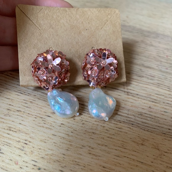 Handmade, Rare Freshwater Pearl and Pink Bead Clip On Earrings by Sachin + Babi - Picture 3 of 8